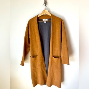 Camel colored duster sweater, size medium. Gently worn!